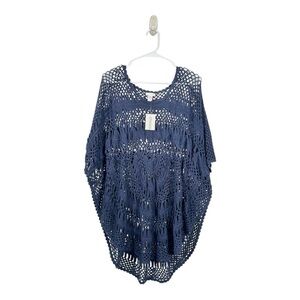 NWT Chico’s Navy Blue Crochet Midnight Sandstorm Poncho